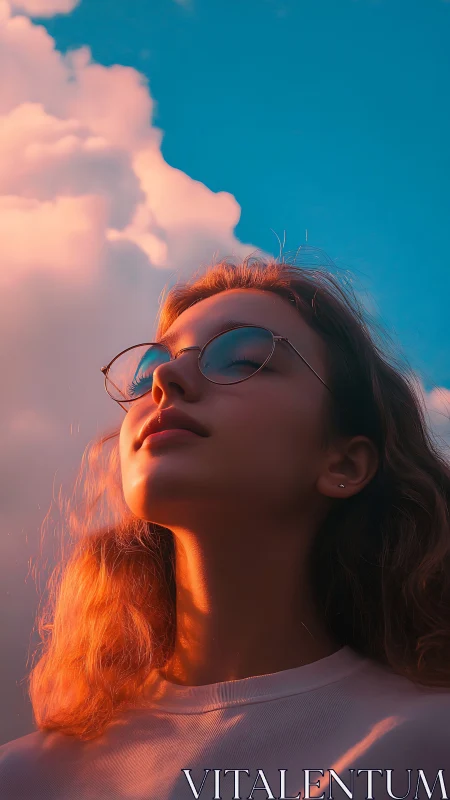 Sunlit portrait captures upward gaze in warm cinematic color
