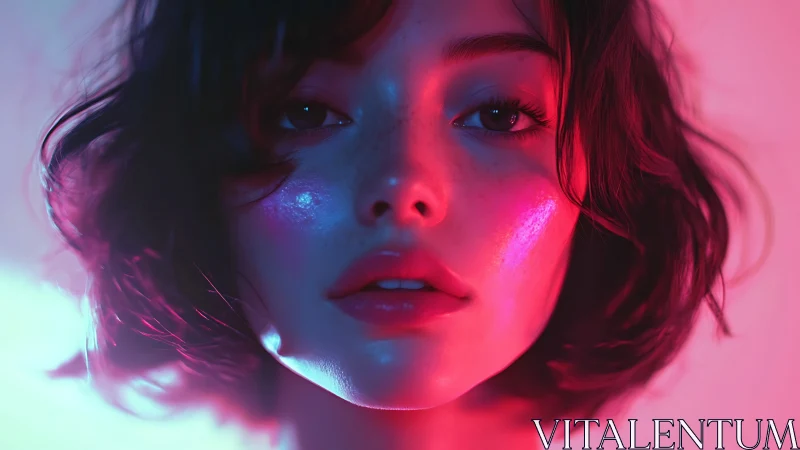 Soft neon portrait glows with bold color and quiet emotion