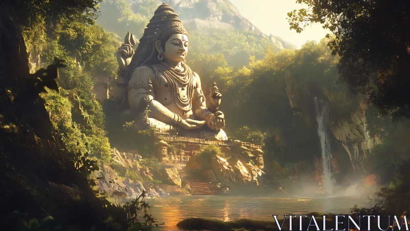 Mountain god awakens in a mist-veiled jungle sanctuary.