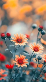 Peachy Gerberas Dancing in Golden Hour Light.