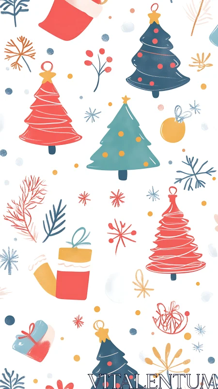 Seamless vector pattern shows stylized Christmas elements