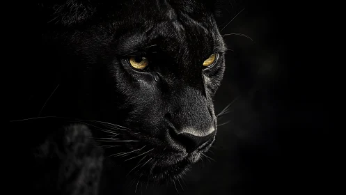 Obsidian Panther's Glowing Gaze Pierces the Void