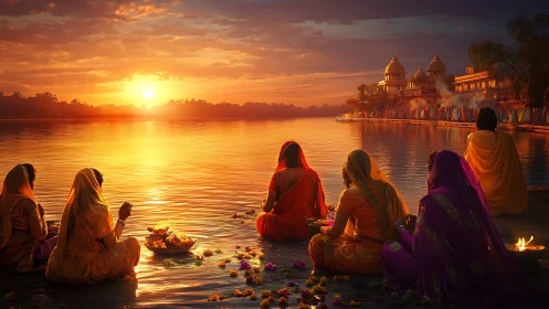 Sunlit river prayers braid color, smoke, and quiet devotion