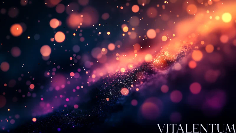 Galactic bokeh stream with neon magenta and amber particles.