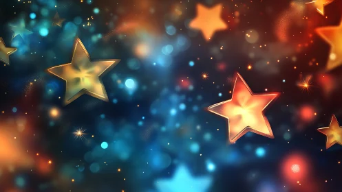 Glow-drunk shooting stars drifting through a velvet bokeh night.