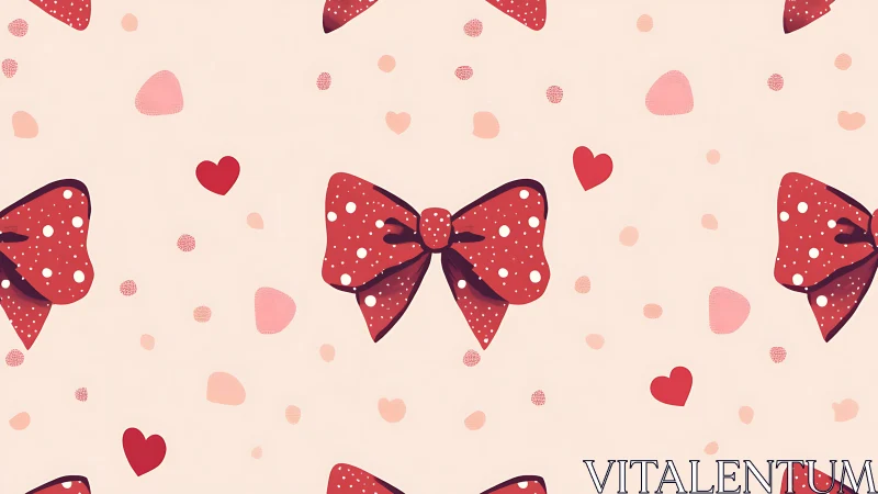 Cheerful Red Bows and Hearts Dancing on Soft Pink