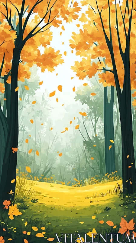 Deciduous Forest Canopy During Autumnal Leaf Fall Cycle.