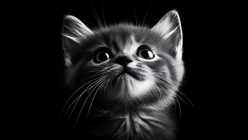 Luminous Feline Gaze: High-Contrast Portrait of Wonder.