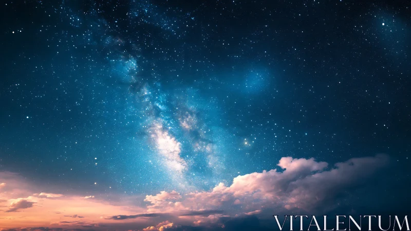 Star-filled night sky with bright Milky Way over clouds.