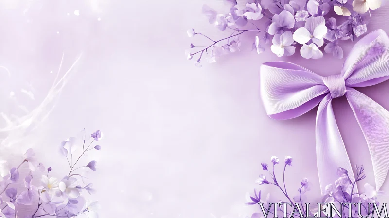 Ethereal Purple Floral Composition with Gradient Ribbon Bow Detail