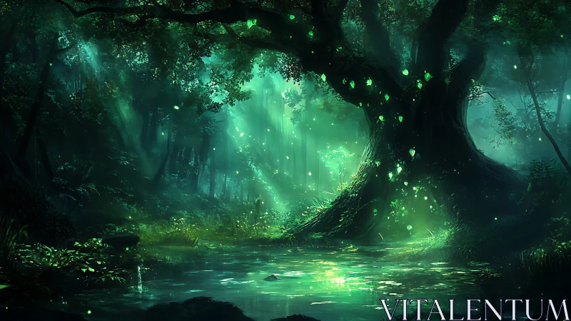 Enchanted Bioluminescent Forest Awakening in Wonder