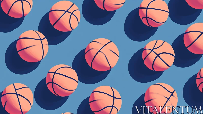 Geometric basketball pattern in stylized digital painting layout.