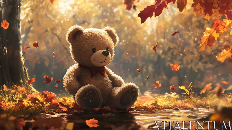 Teddy savors a golden autumn day beneath drifting leaves