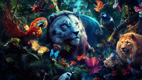 Wild Symphony: Lion Majesty Conducts the Enchanted Jungle.