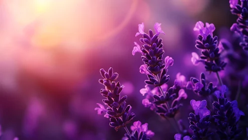 Purple lavender flowers with soft focus background.