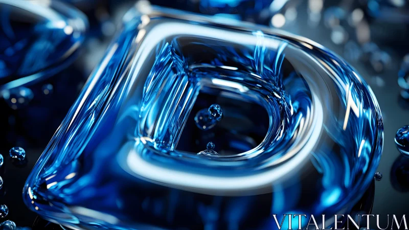 Shiny Blue Letter D in Liquid Glass 3D Style with Reflections. Shiny Blue Letter D in Liquid Glass 3D Style with Reflections.