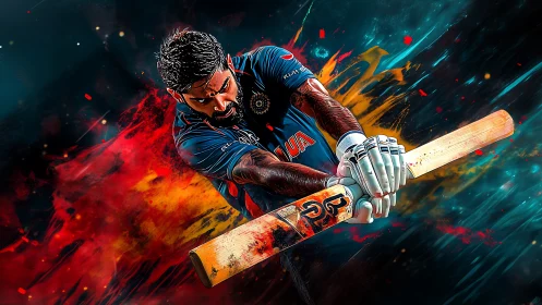 Blazing cricket swing carved through galaxies of color.