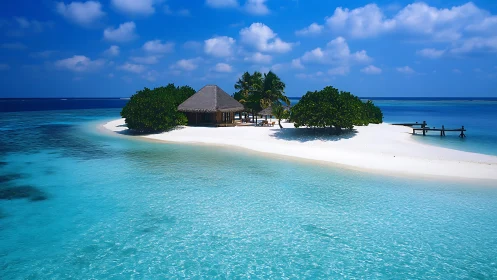 Tropical Island Resort in Maldives Turquoise Waters.