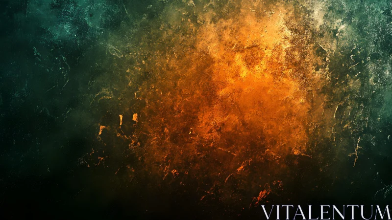 Fiery Abstract Texture with Vivid Orange and Dark Green Tones.