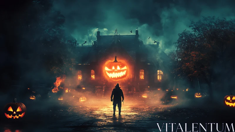 Moonlit pumpkins crown a haunted path toward grinning doom