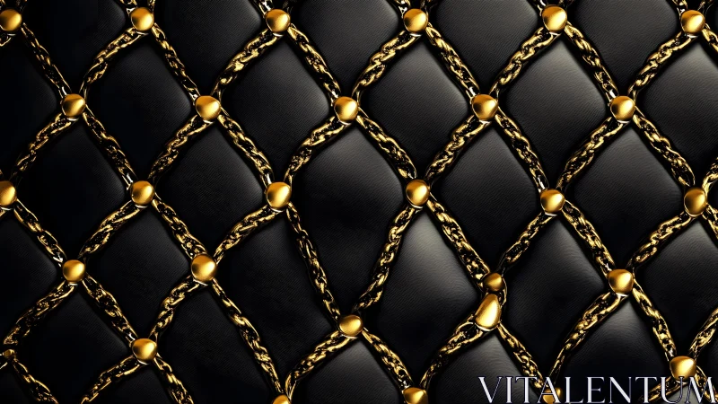 Luxurious black leather upholstery with golden chain accents pattern.