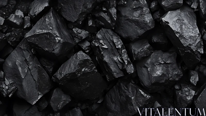 Angular coal rock macro study with deep graphite tonality.