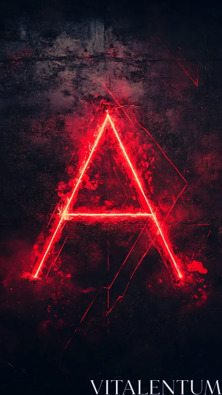 Neon letter A carves a burning glyph into midnight concrete