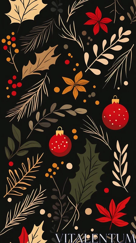 Festive forest whispers with ornaments and winter botanicals.