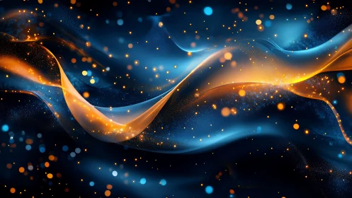 Soft starlit currents of blue and gold drifting together.