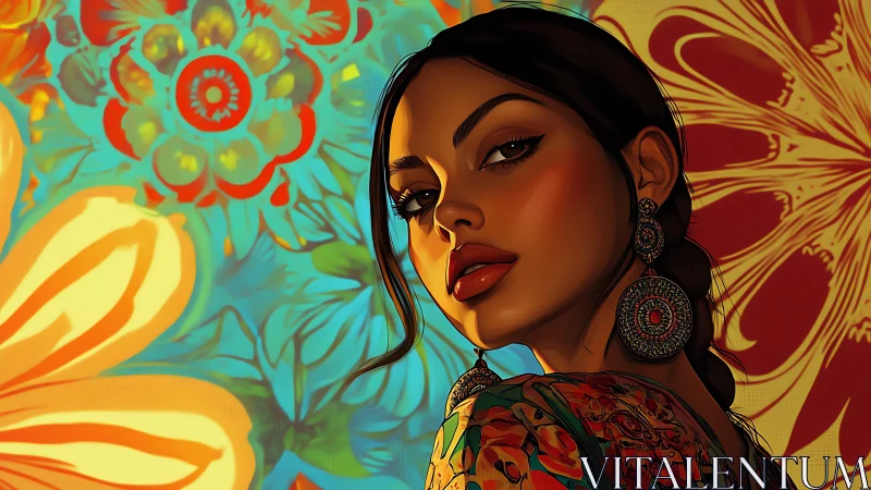 Floral muse in sunlit hues and bold bohemian whispers.