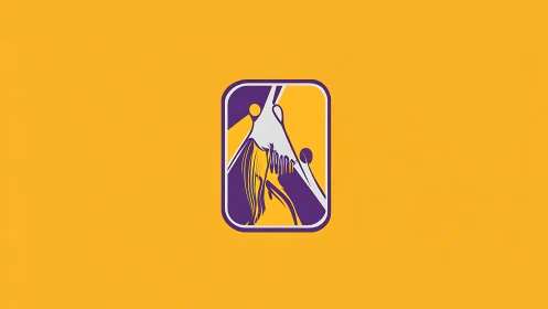 Symbolic hands united in minimalist purple emblem on gold.