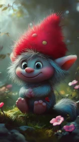Whimsical furry forest creature in soft-focus 3D lighting