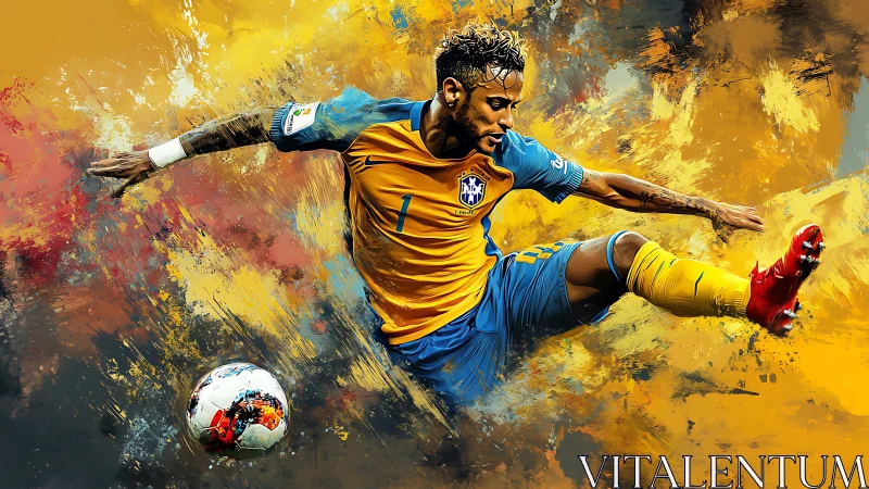 Dynamic football strike rendered in high-energy digital paint layers