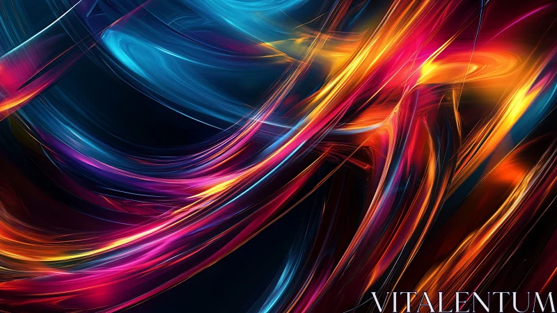 Curved luminous streaks intersect over dark gradient background