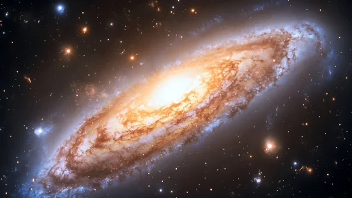 Spiral galaxy whirlpool glowing like a cosmic lantern flame.