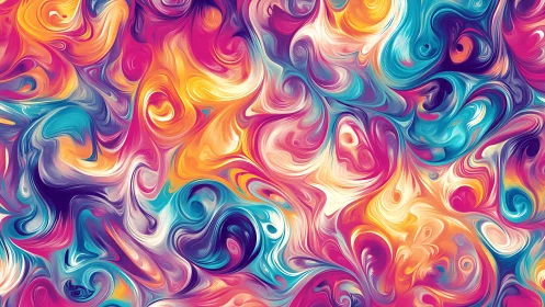 Vibrant swirling abstract color field suggests liquid motion
