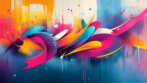 Color-splashed graffiti waves in energetic urban motion.