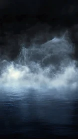 Midnight vapor curls upward while moonless waters whisper