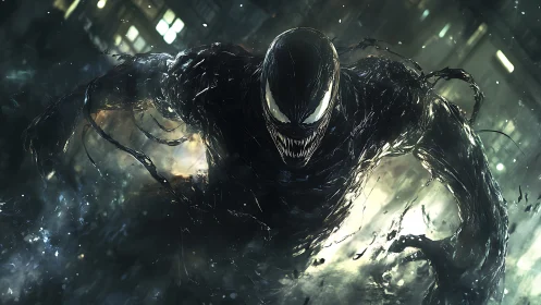 Brooding alien antihero surges forward in inky city chaos.