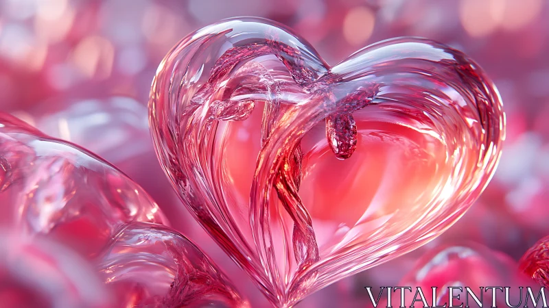 Crystalline Heart Pulses with Luminous Passion Within Pink Dreamscape