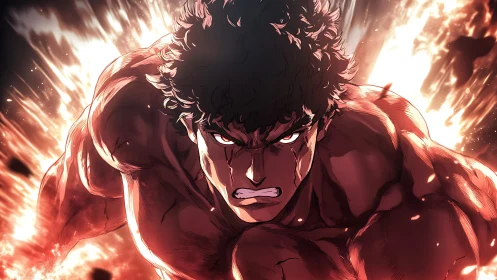 Blazing fury hurtles forward as a battle-scarred hero erupts