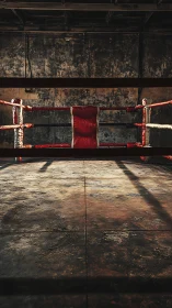 Crimson Canvas: Abandoned Boxing Ring's Silent Testament.