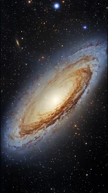 Softly glowing spiral galaxy cradled in a starry night sky.