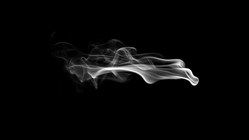 White smoke plume on black background in minimalist motion study.