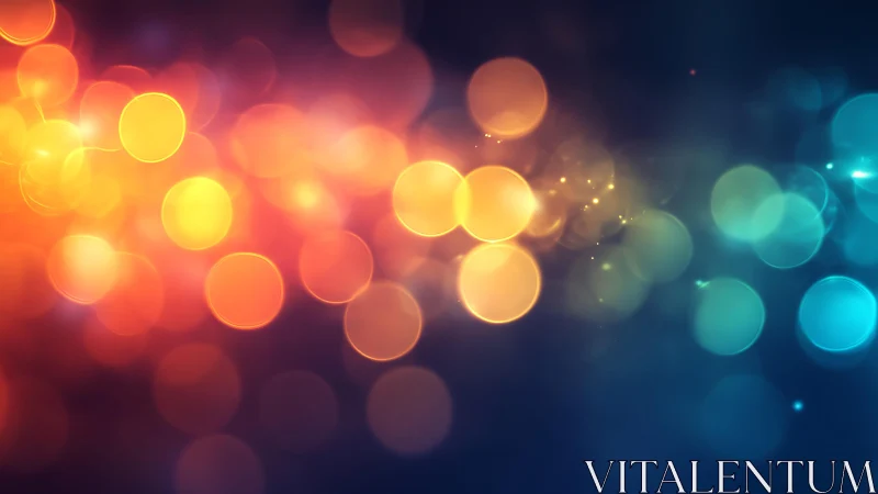 Vibrant abstract bokeh lights in warm and cool tones, digital style.