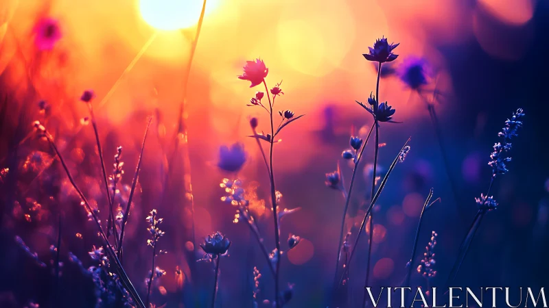Sunset Wildflower Meadow Silhouettes.