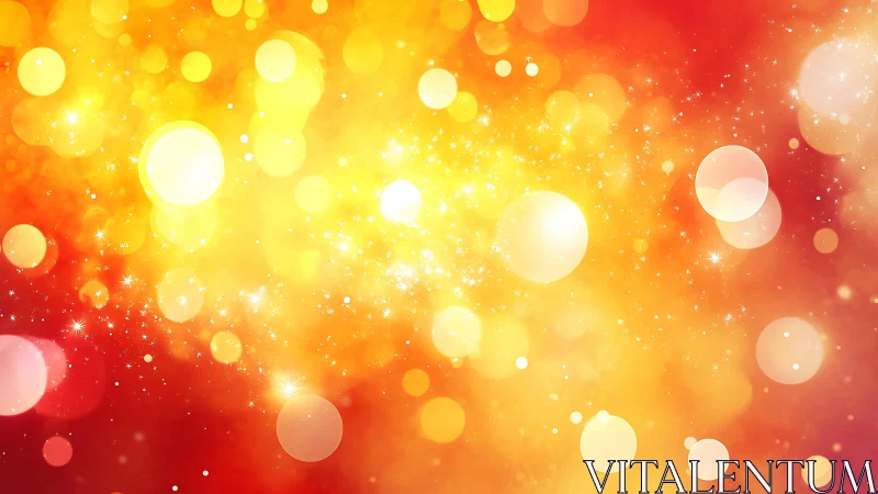 Glowing Yellow and Red Bokeh Lights with Sparkle Effects Background.