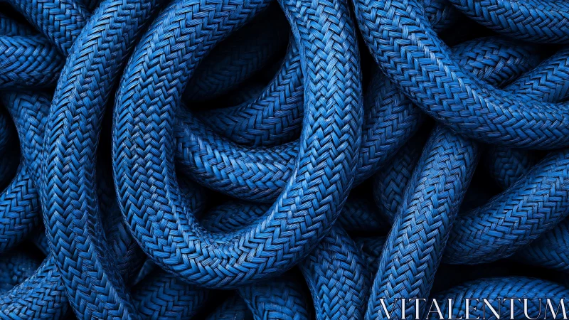 Interwoven cobalt marine ropes in dense abstract coils.