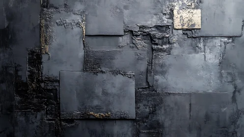 Textured abstract wall art in dark gray and metallic tones, modern style.