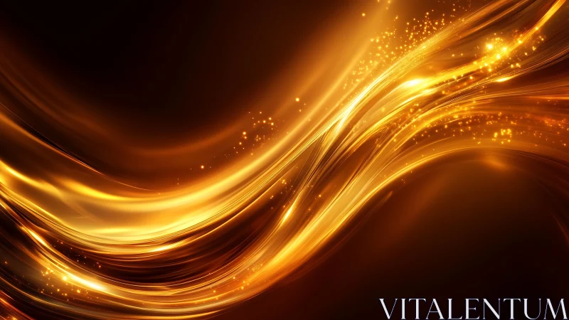 Luminous golden energy waves streaming across deep umber.